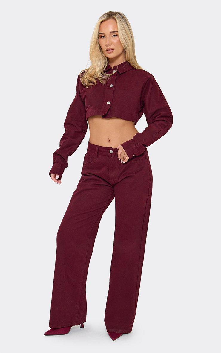 46303 Denim Low Rise Wide Leg Jeans In Red
