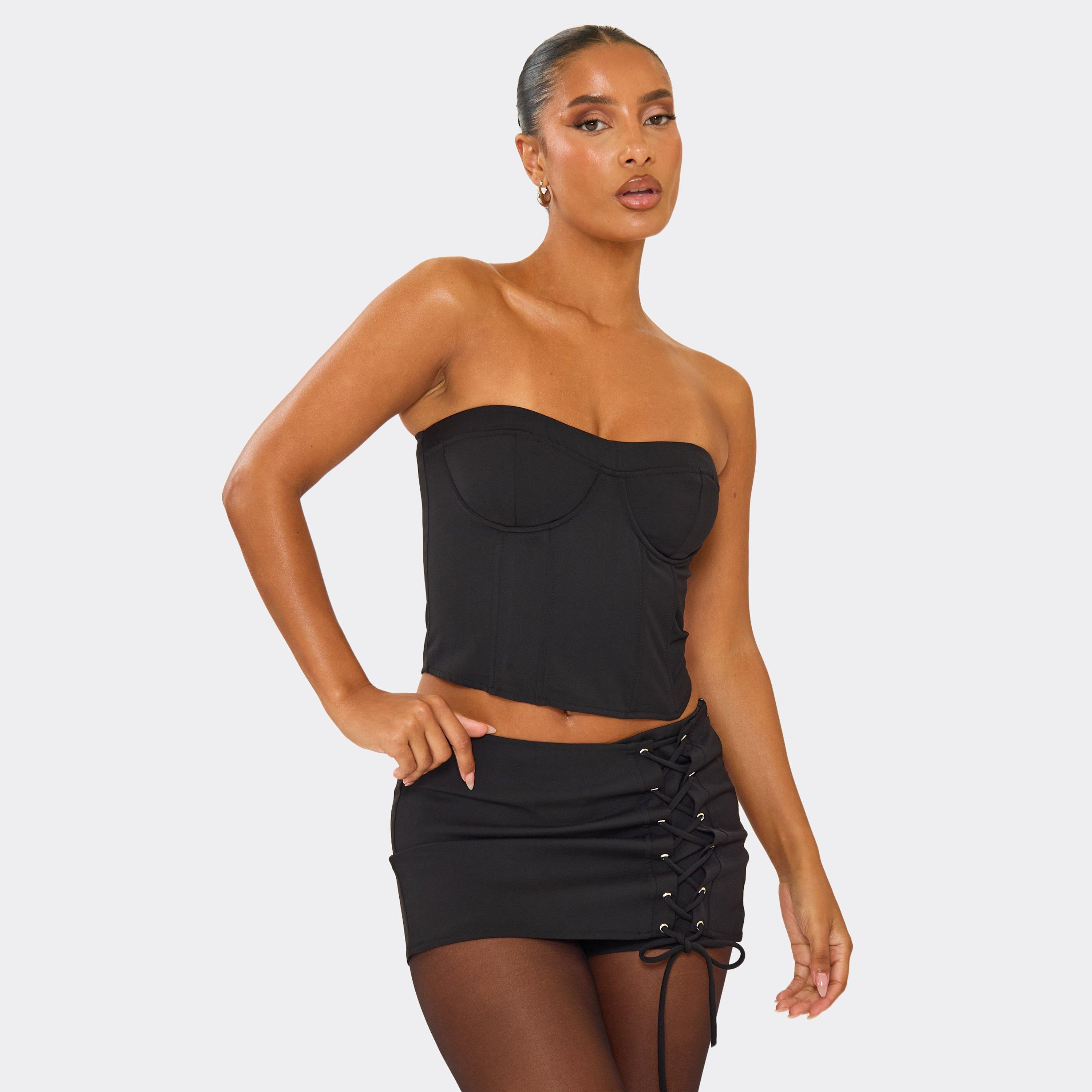 Bandeau Underwired Corset Crop Top In Black, Women’s