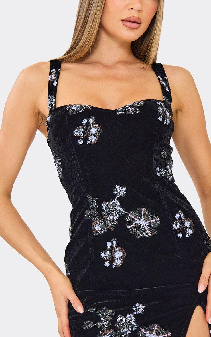 black velvet floral dress Nasty Gal Women's Lace Insert Button Back Cut Out Maxi in 100% Polyester. Valeri | Black Velvet Bandeau