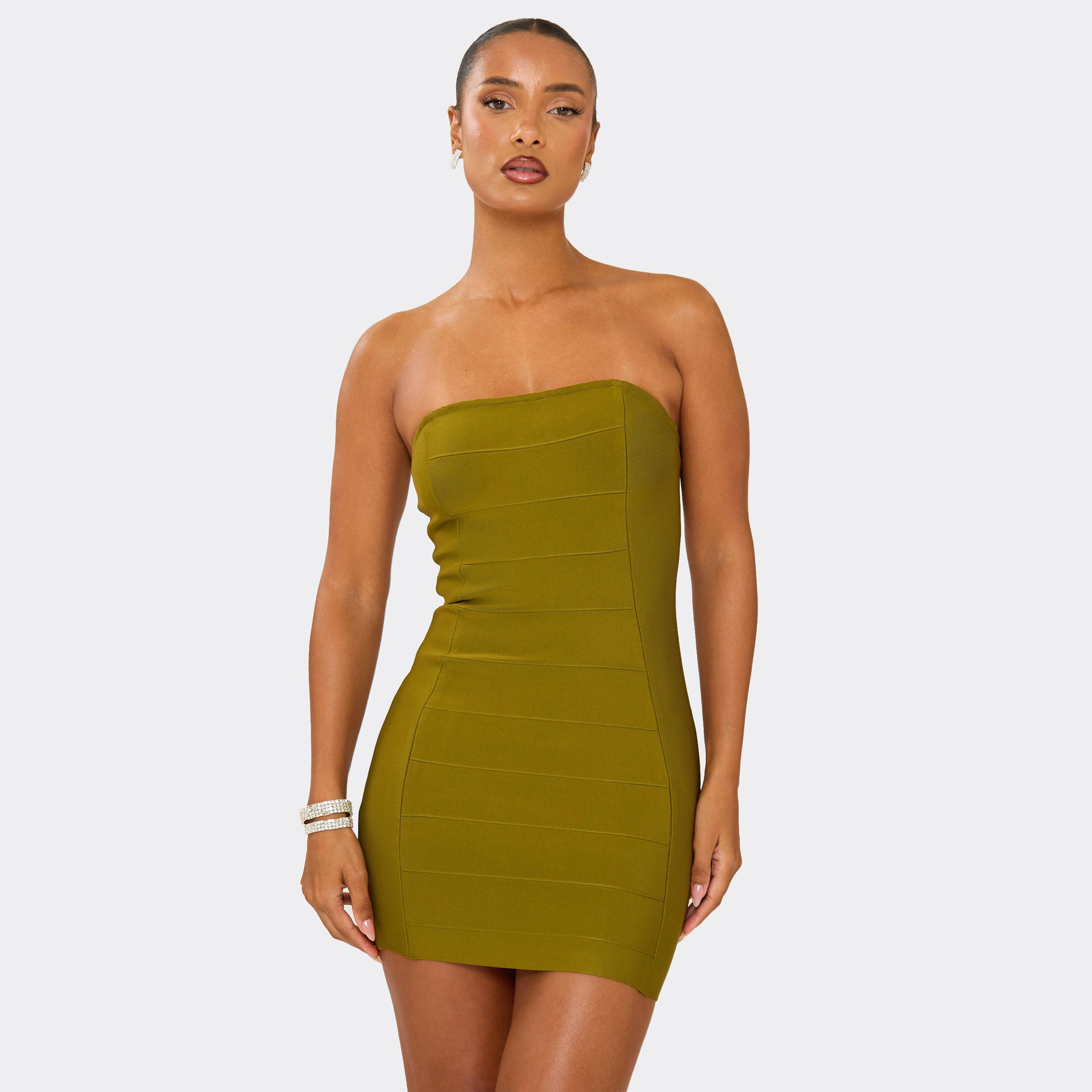 green strapless mini dress Irena | | Womens weight material * Invisible side zip * Small side split * Rubber grip on inner bust * This dress is perfect for homecoming! Cutest Look Mini Dress Green