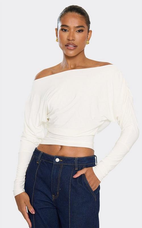Long Sleeve Plunge Clasp Front Frill Detail Top In Black Lace