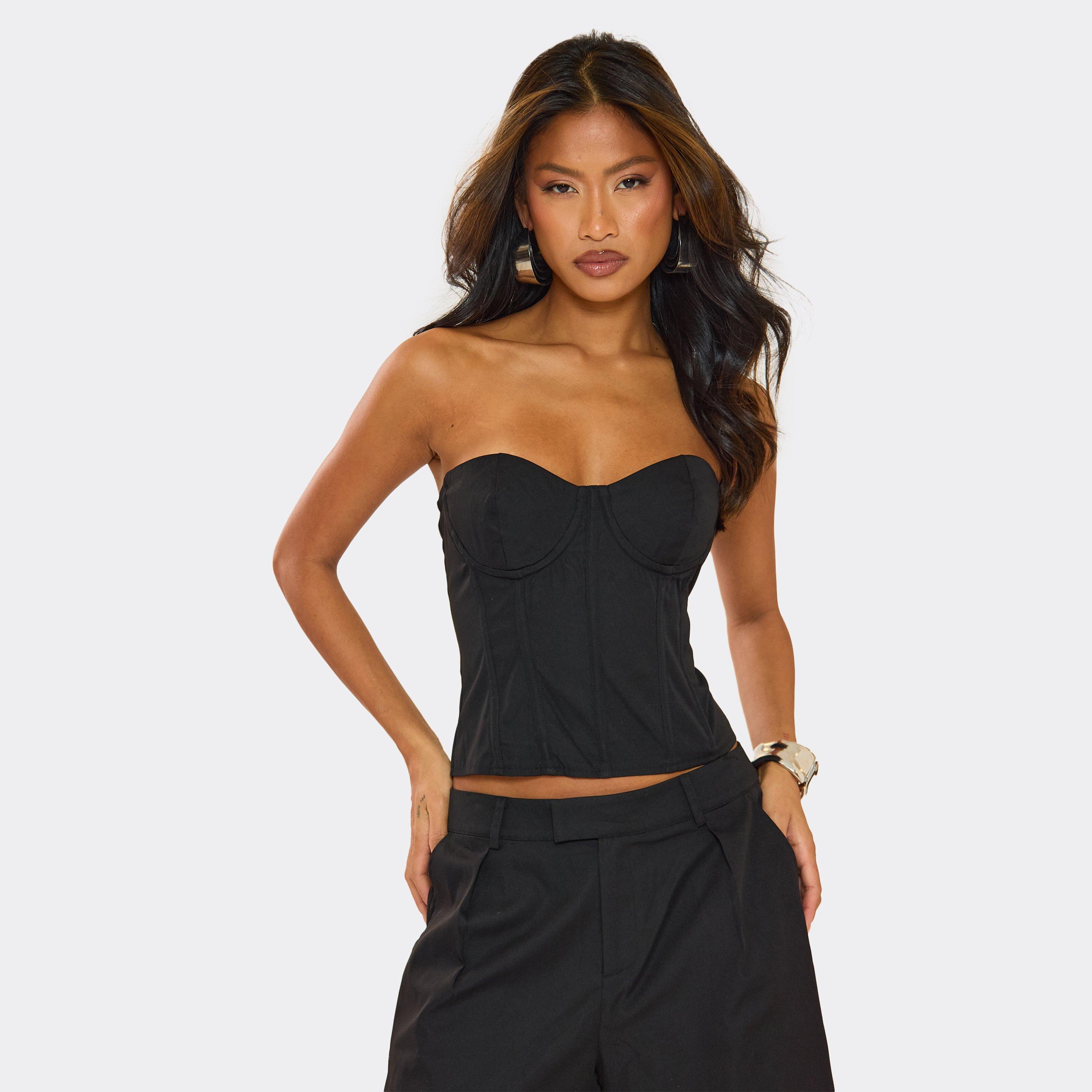 Bandeau Underwired Corset Top In Black, Women’s