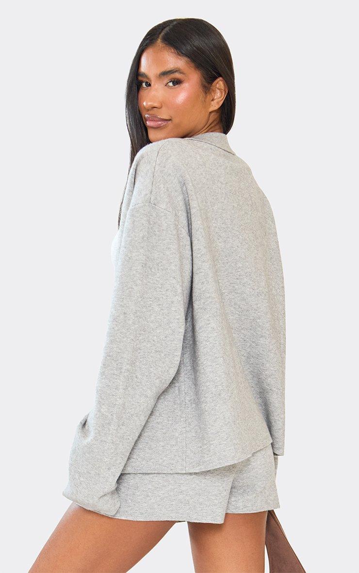 Long Sleeve 'Min Min' Zip Up Jacket In Grey Compact Knit | EGO US
