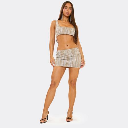 Mid Rise Embellished Mini Skirt In Silver, Women's Size US