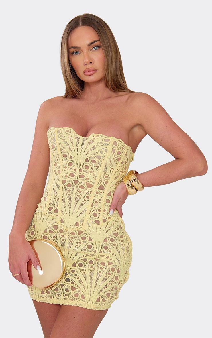 white christmas dresses Ariadne Sculpted Corset Mini Dress with Scalloped Trim | A-Line Fit & Flare  Party Cocktail Dress for Women | Formal Evening Wear main image 1