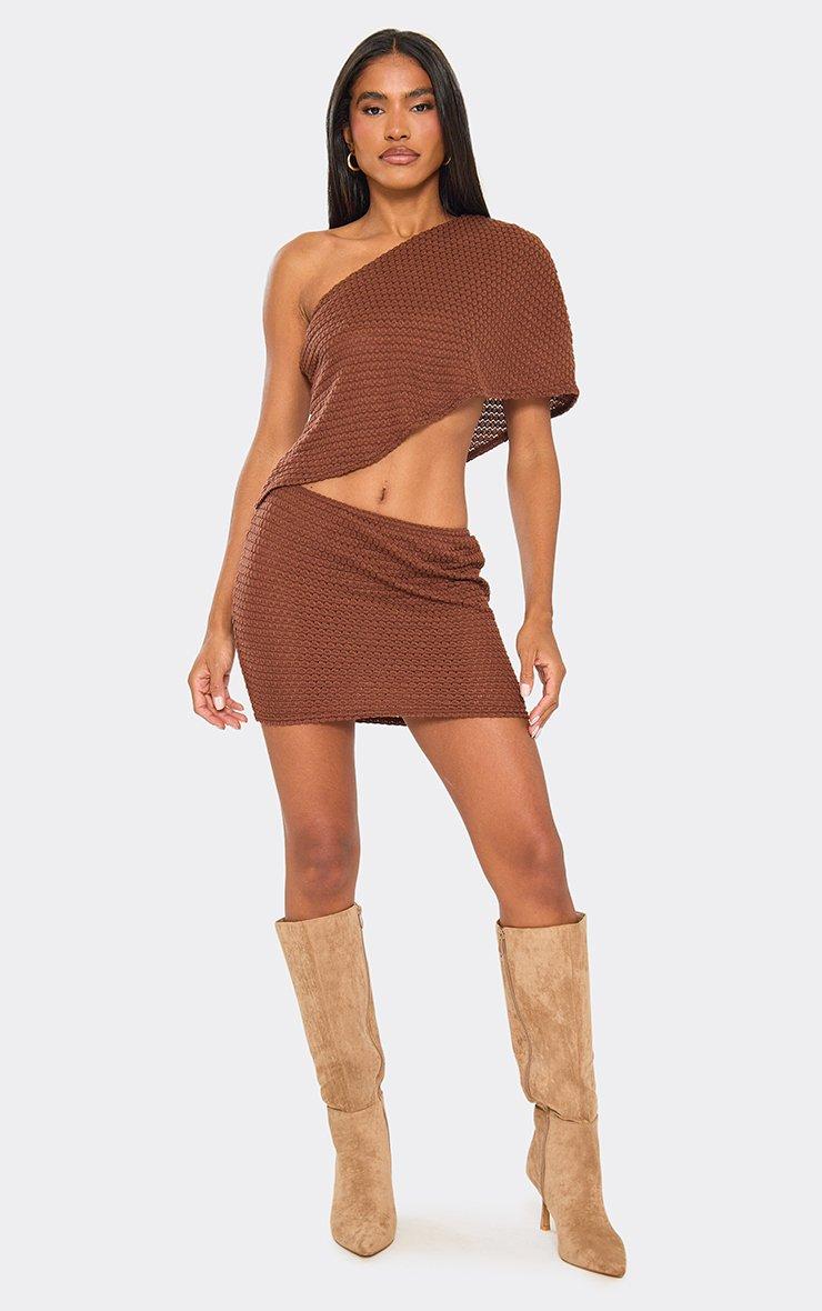 brown slinky seam free one shoulder cut out mini dress Twist Detail Side Split Maxi In | EGO US Featuring a strapless corset style bodice with a flattering sweetheart neckline Knot Detail Asymm One Shoulder