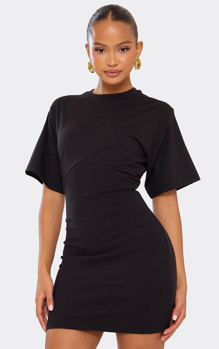 bodycon dress t shirt Women Maxi T-shirt Short Sleeve Solid Casual Elegant Fitted Short Sleeve Cinched Waist Underbust