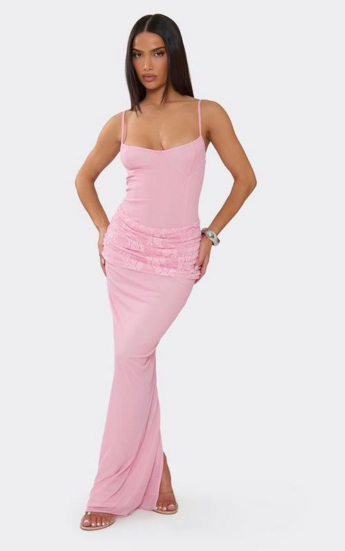 Sleeveless Cut Out Side Detail Twist Front Maxi Dress In Pink