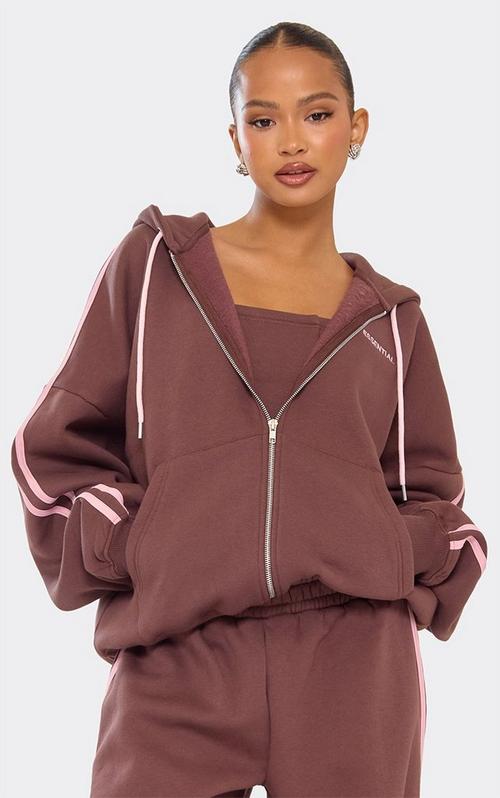 Long Sleeve Oversized Zip Detail Cropped Hoodie In Light Grey Acid