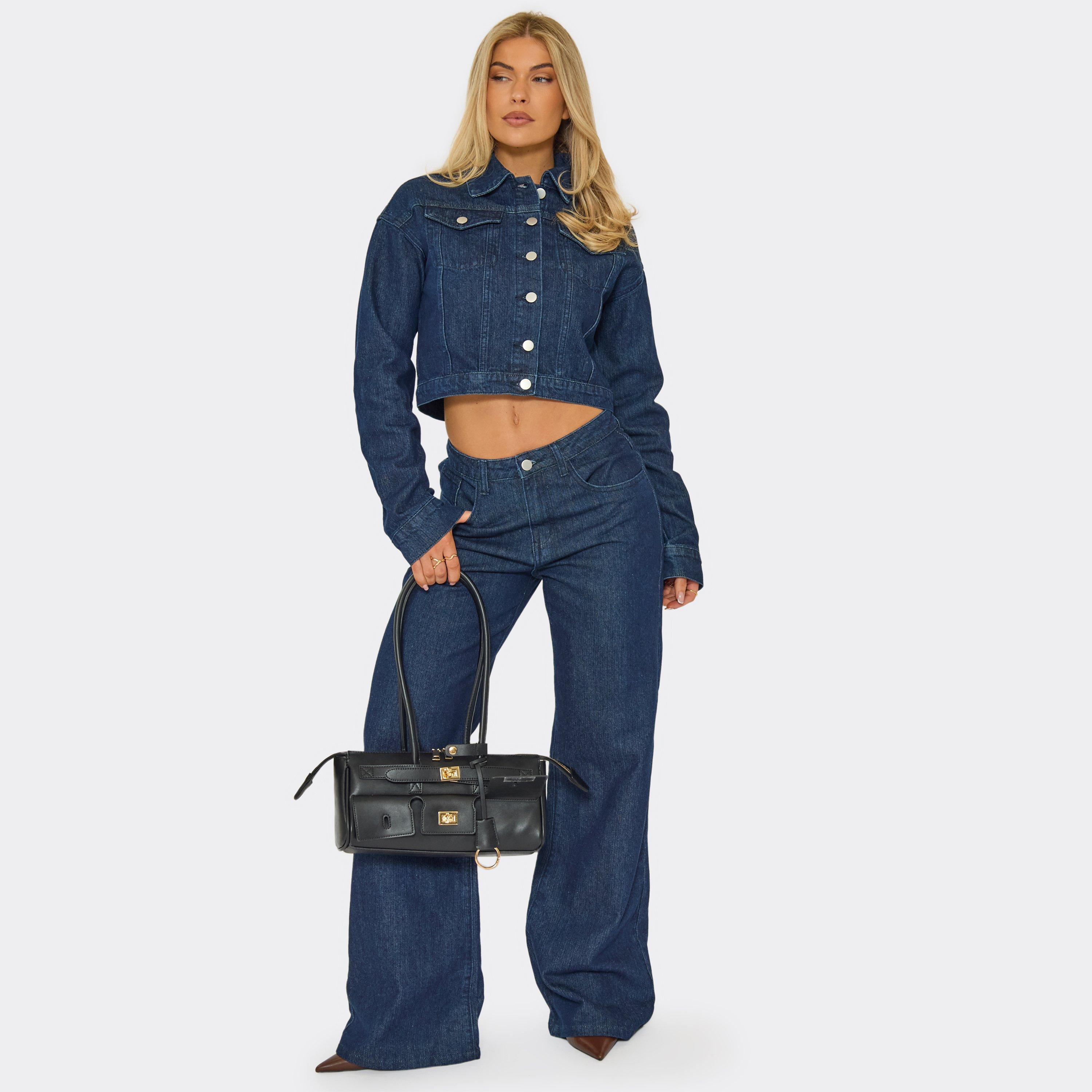 Low Rise Straight Leg Jeans In Indigo Blue Denim, Women’s