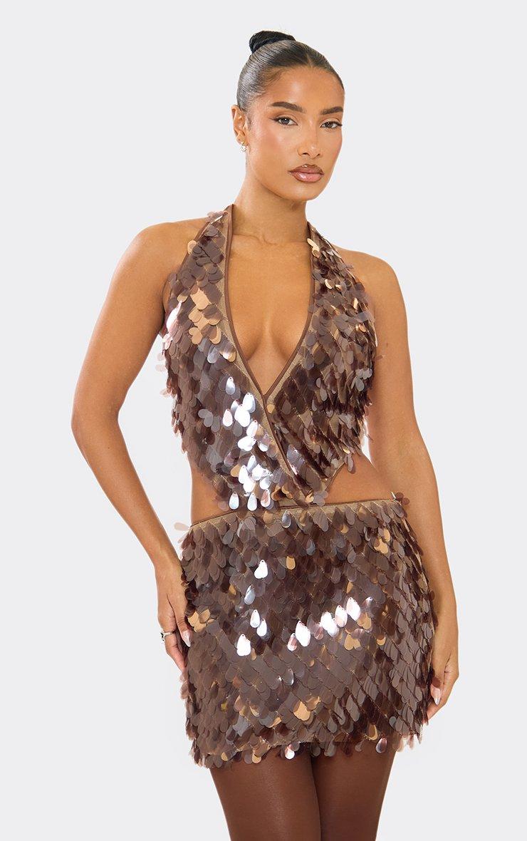 cutout sequin dress Fitted Long by Ladivine CD259 ideal for special evening occasions Extreme Plunge Cut Out Detail