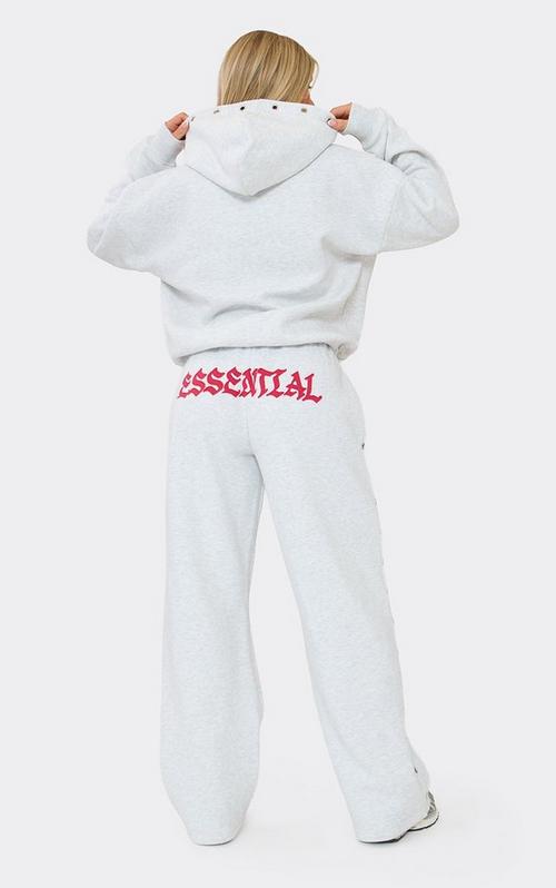 Low Rise Back Logo Print Wide Leg Joggers In Grey | EGO US | EGO