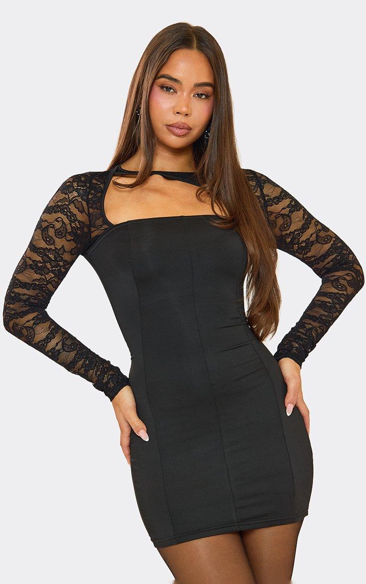 long sleeve black lace dress Midnight M The Ever New long sleeve lace mini dress in black offers an elegant yet modern look suitable for various occasions Long Sleeve Lace Cut Out