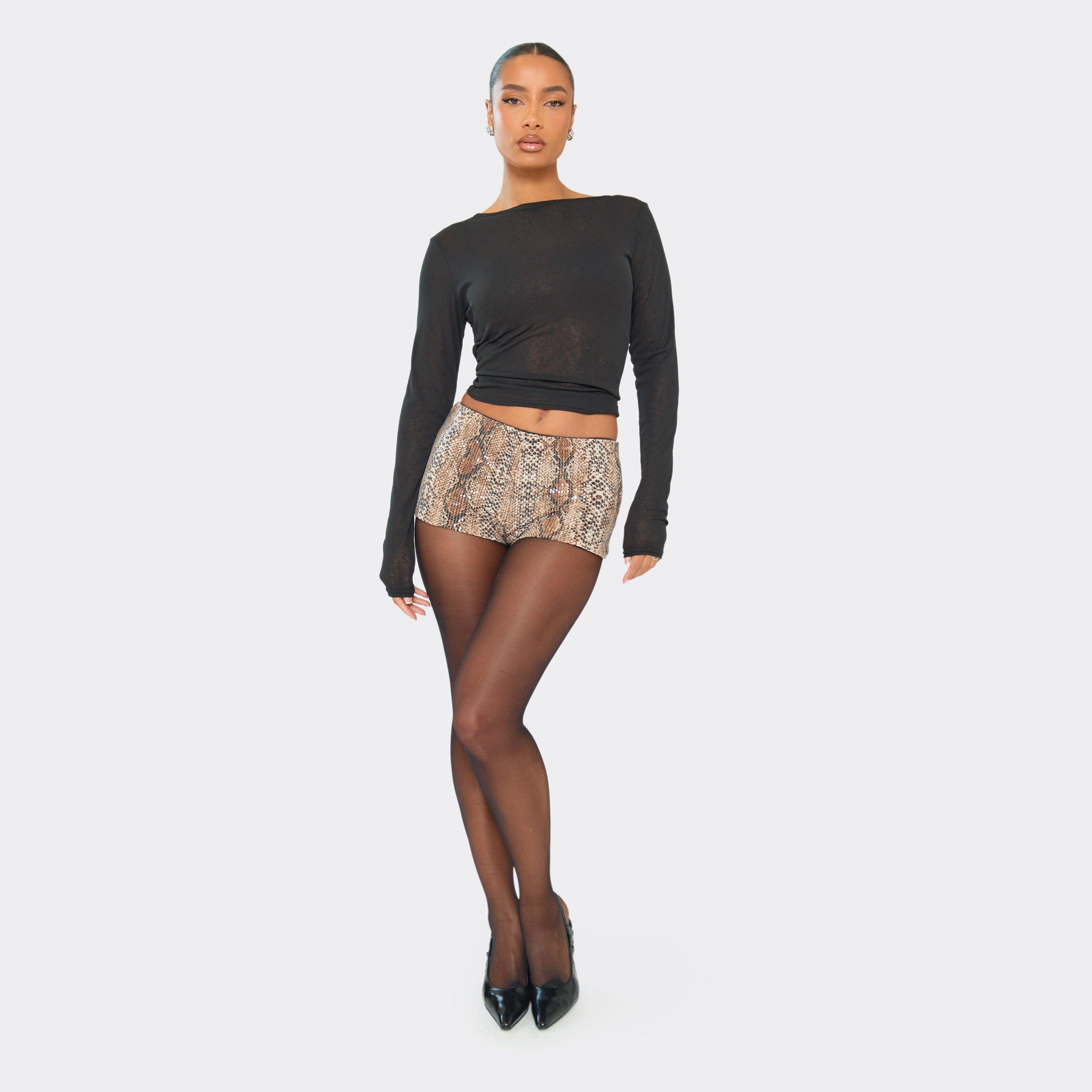 Mid Rise Booty Shorts In Multi Snake Print, Women’s