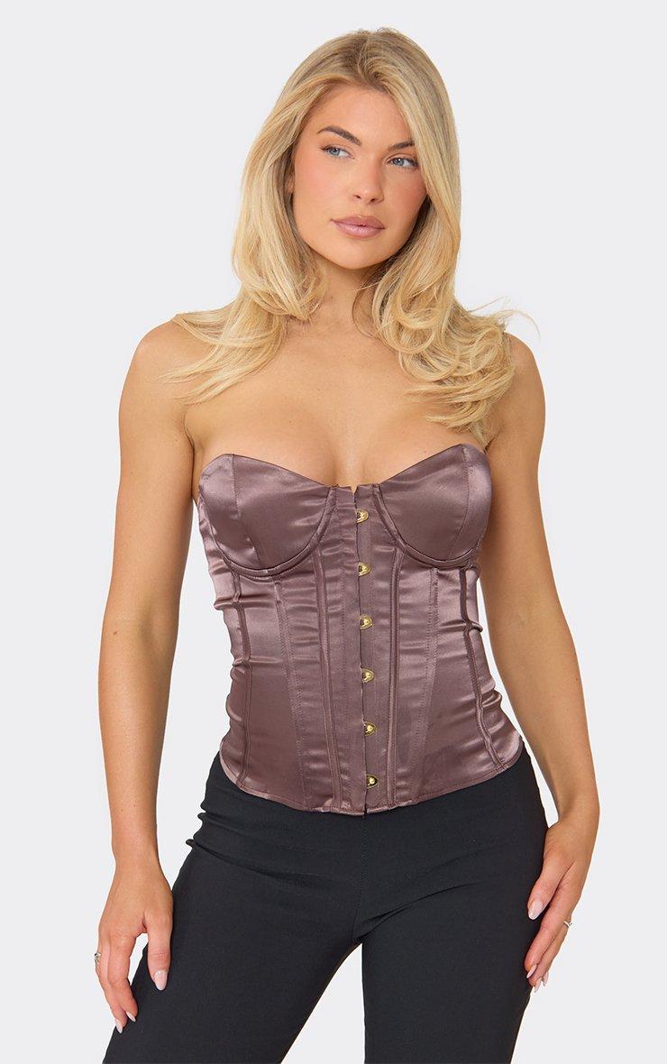 chocoページ Zip Front Cut Out Back Detail Racer Bodysuit In Washed Chocolate