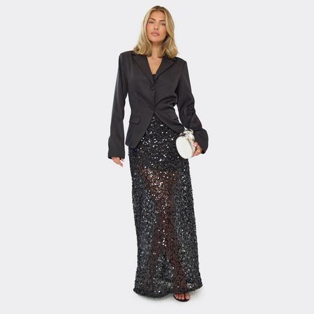 Low Waist Maxi Skirt In Black Sequin, Women's Size US