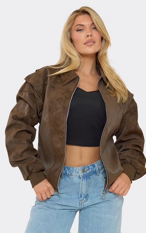 Oversized Crucifix Detail Bomber Jacket In Black Acid Wash Faux