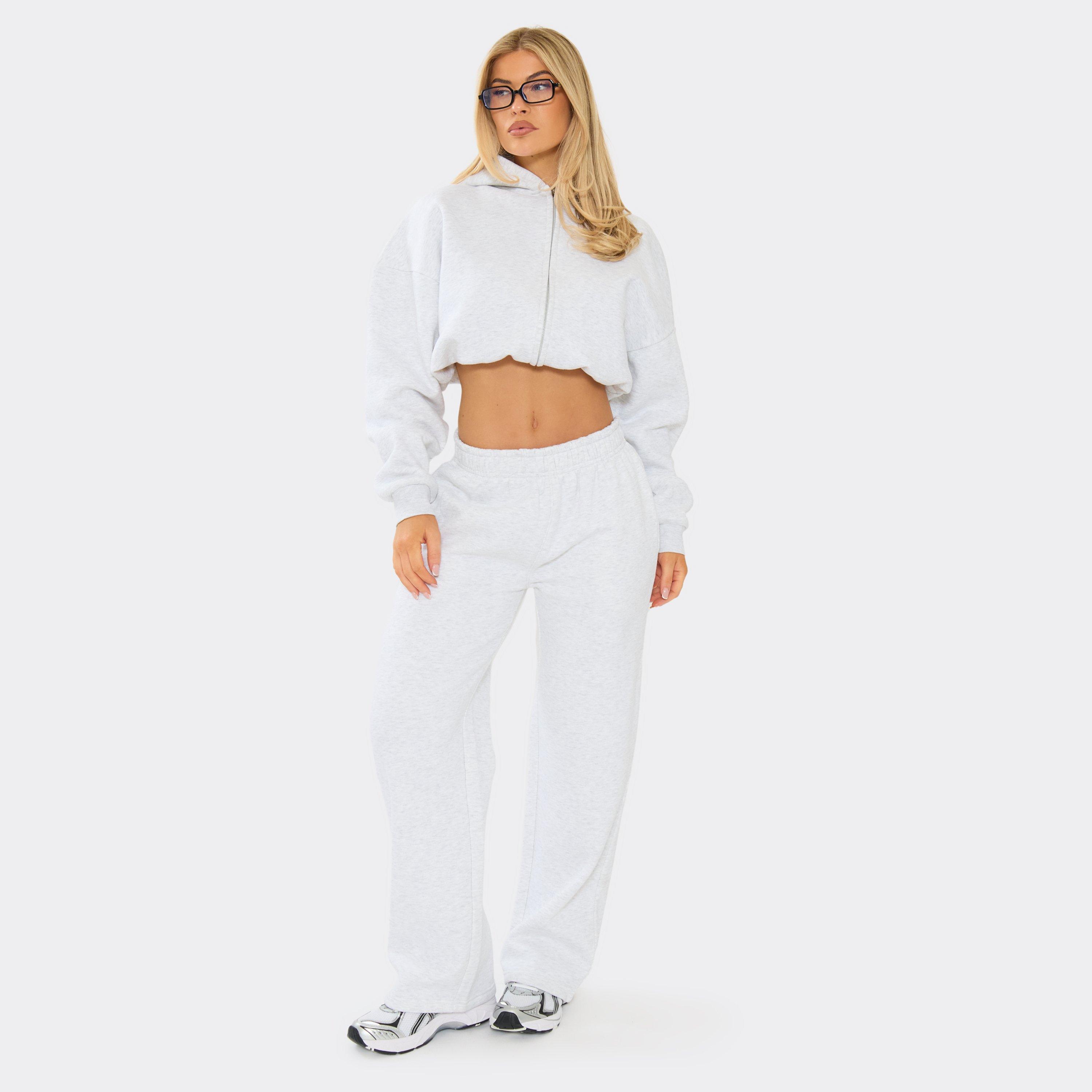 Mid Rise Back Pocket Straight Leg Joggers In Grey, Women's Size UK 12