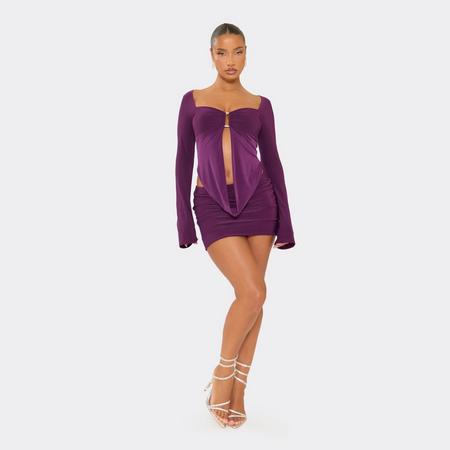 Mid Rise Fitted Mini Skirt In Plum Slinky, Women's Size US