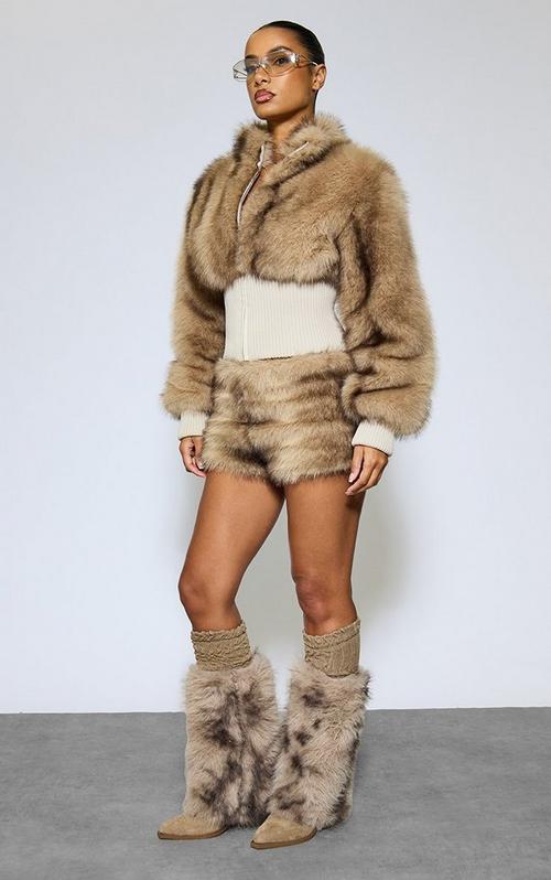 Mid Rise Mini Shorts In Brown Faux Fur | EGO EU | EGO