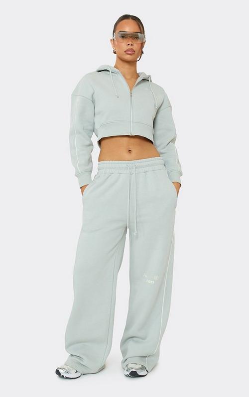 m.i.n yogibo2点セット 20251229 Low Rise Back Logo Print Wide Leg Joggers In Grey | EGO US | EGO