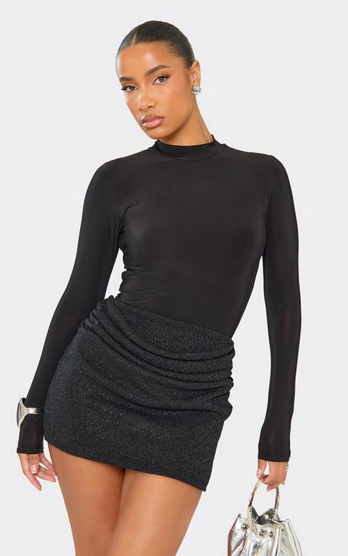 Mid Rise Belt Detail Pleated Mini Skirt In Black | EGO US | EGO
