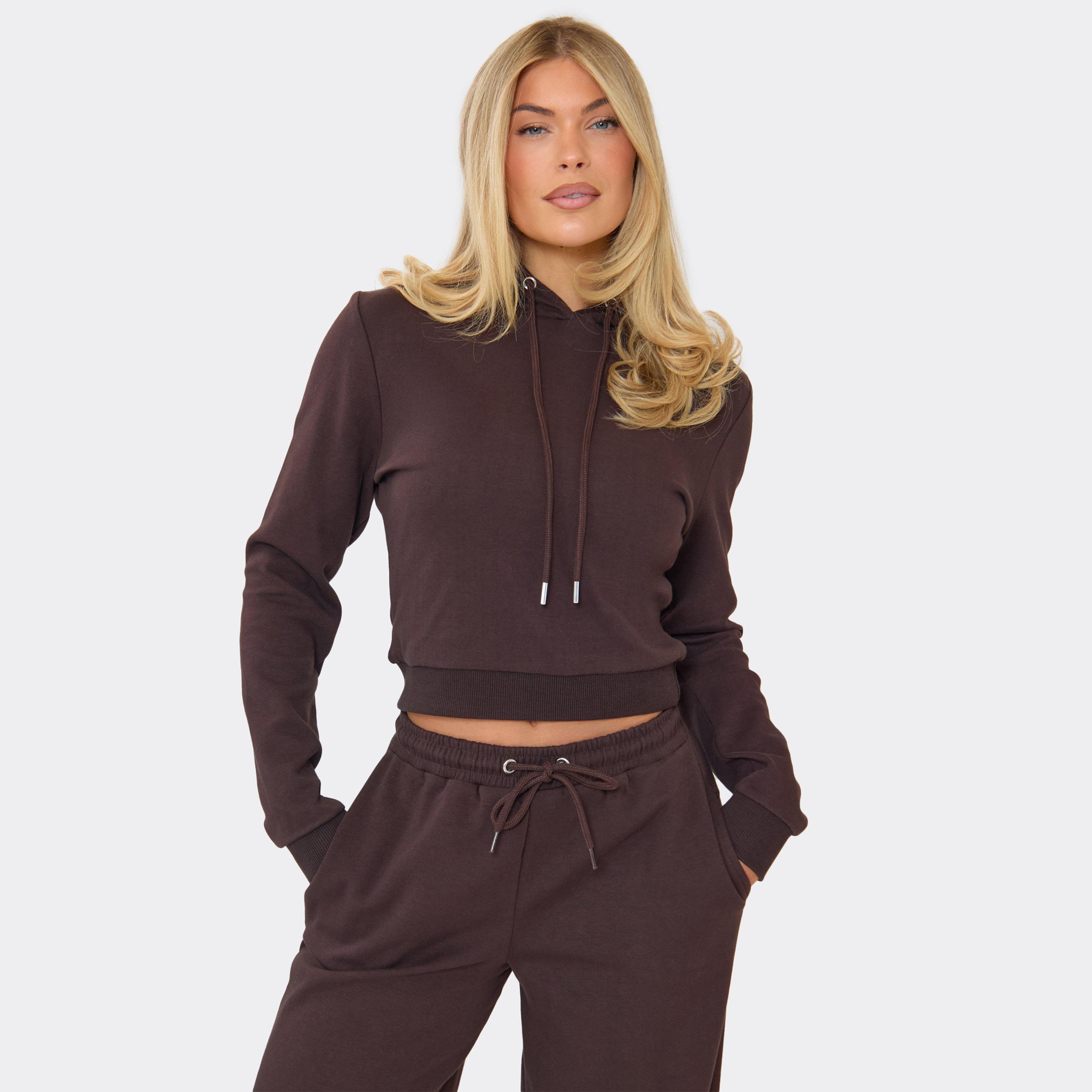 Cinched Waist Fitted Hoodie In Chocolate Brown, Women’s
