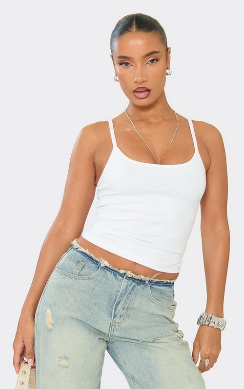 Sleeveless Lace Cup Detail Vest Top In White | EGO US | EGO