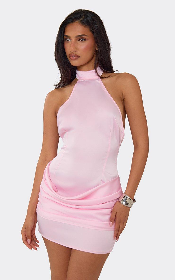 party for two hot pink asymmetrical bodycon mini dress Velvi - Evelyn Mini Dress - Hot Pink - Ruched Bustier Short Dress main image 0