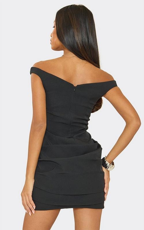 Scoop Neck Strappy Back Detail Fitted Mini Dress In Black | EGO US