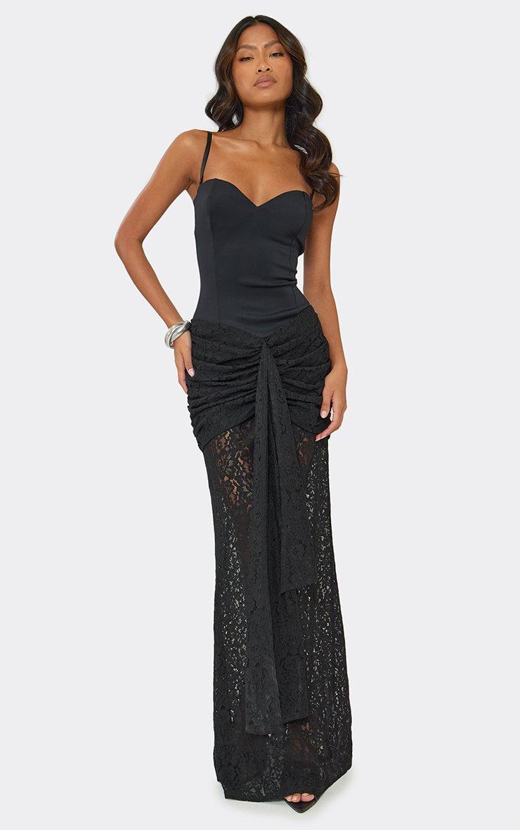 maxi dress black lace Marlene Flared Style with a shoulder bag to show off your glow Better Believe Lace Insert Maxi