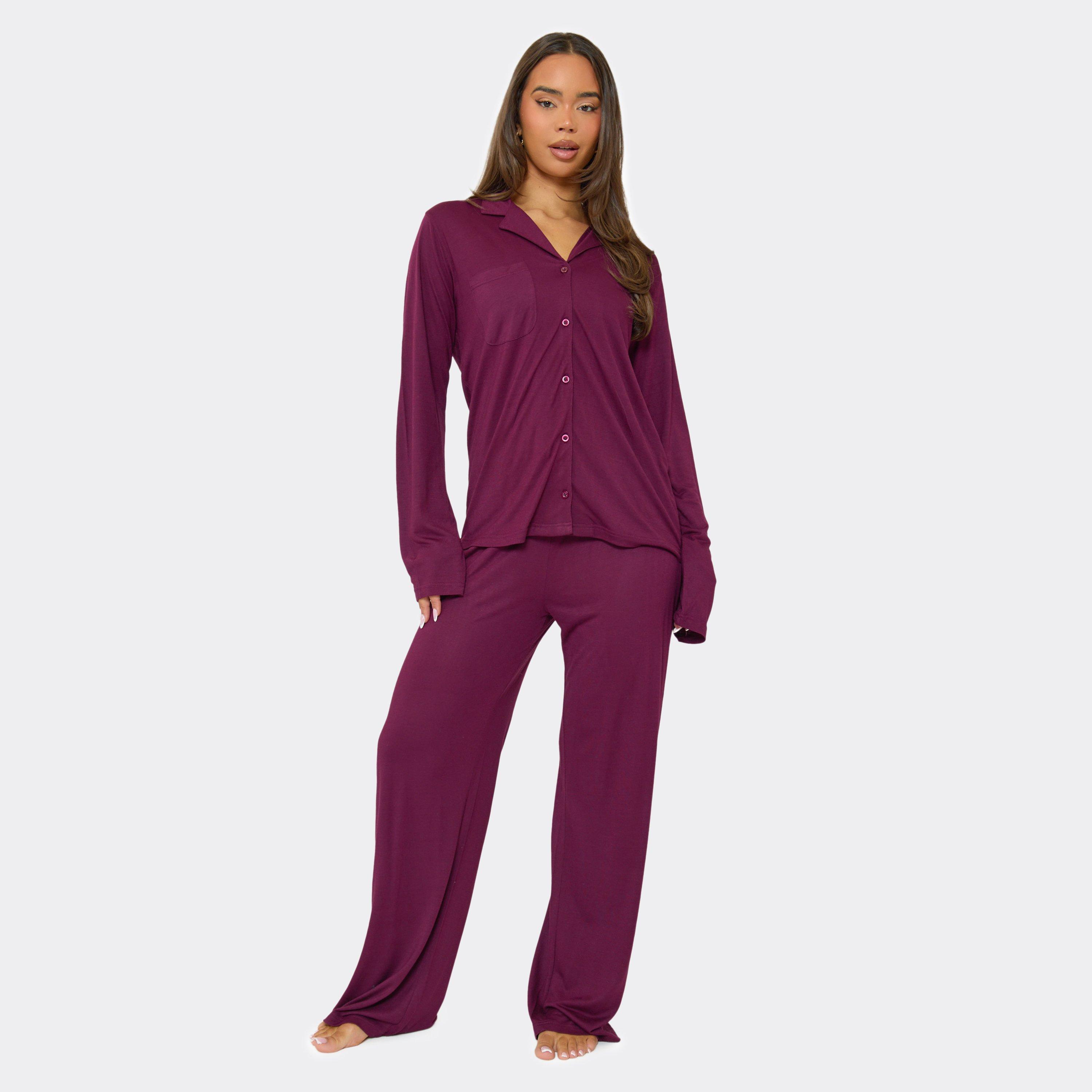 Wide Leg Pyjama Trousers In Purple, Women’s