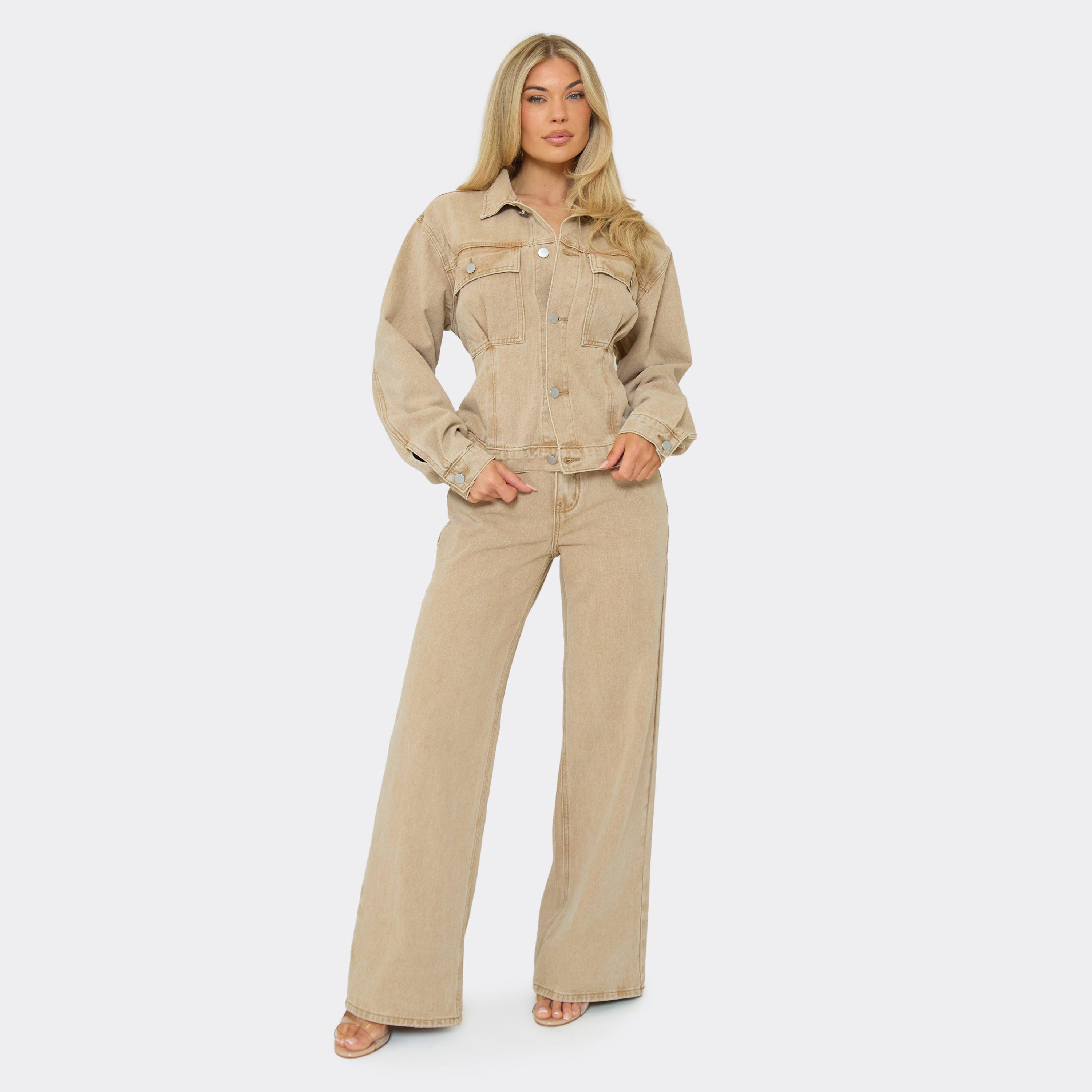 Image of Low Rise Wide Leg Jeans In Stone Denim, Women's