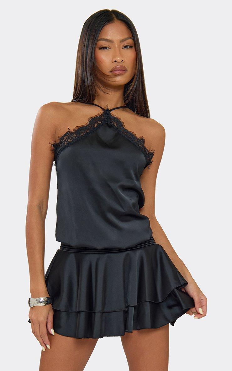 Heart cut line lace mini onepiece エムエメ Bandeau Heart Cut Out Contrast Lace Trim Detail Mini Dress In
