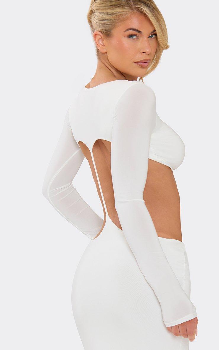 white long sleeve cut out dress Women's Sexy Bodycon Deep V Neck Long Sleeve Cut Out Club Mini Dress main image 0