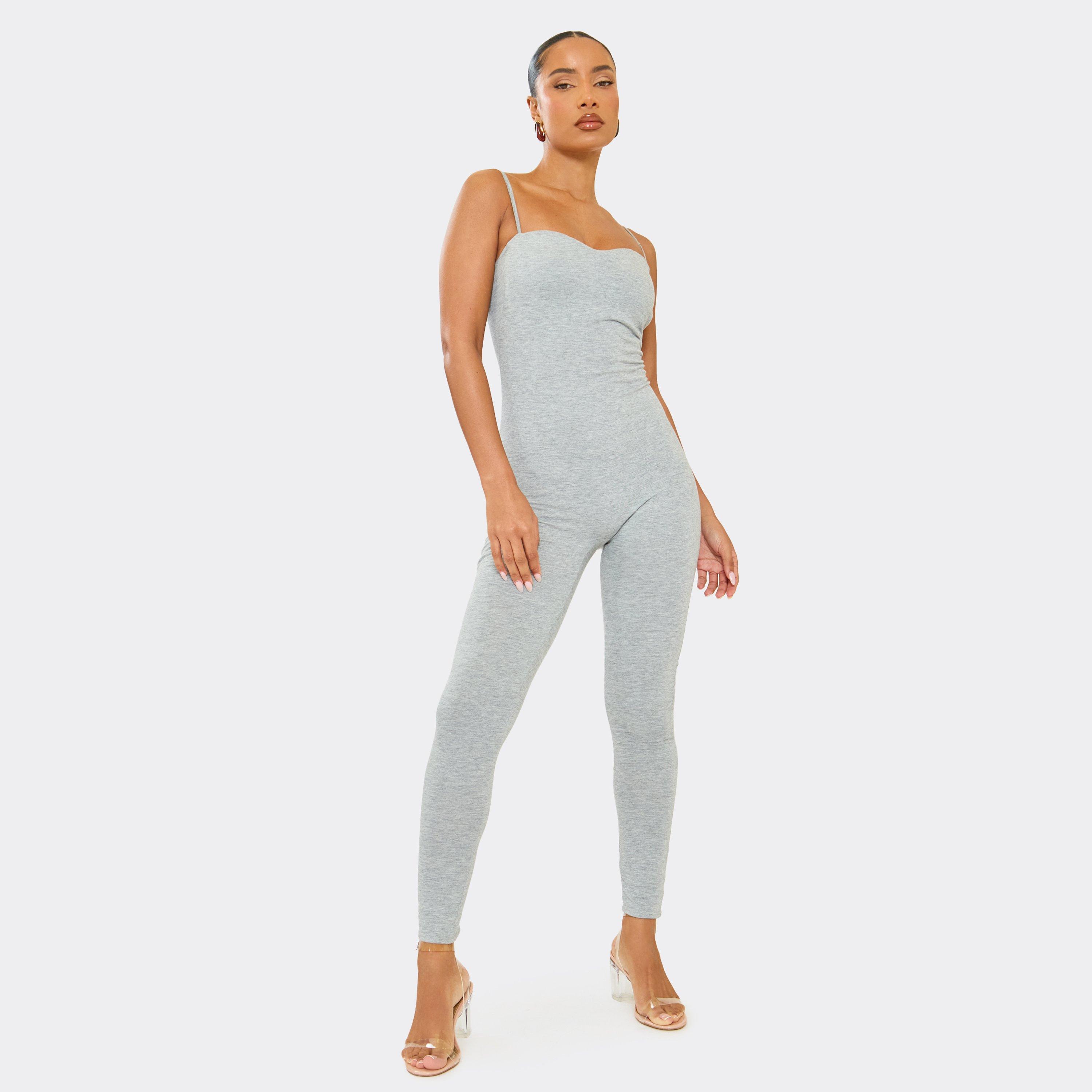 Image of Strappy Seamless Jumpsuit In Grey Marl, Women's