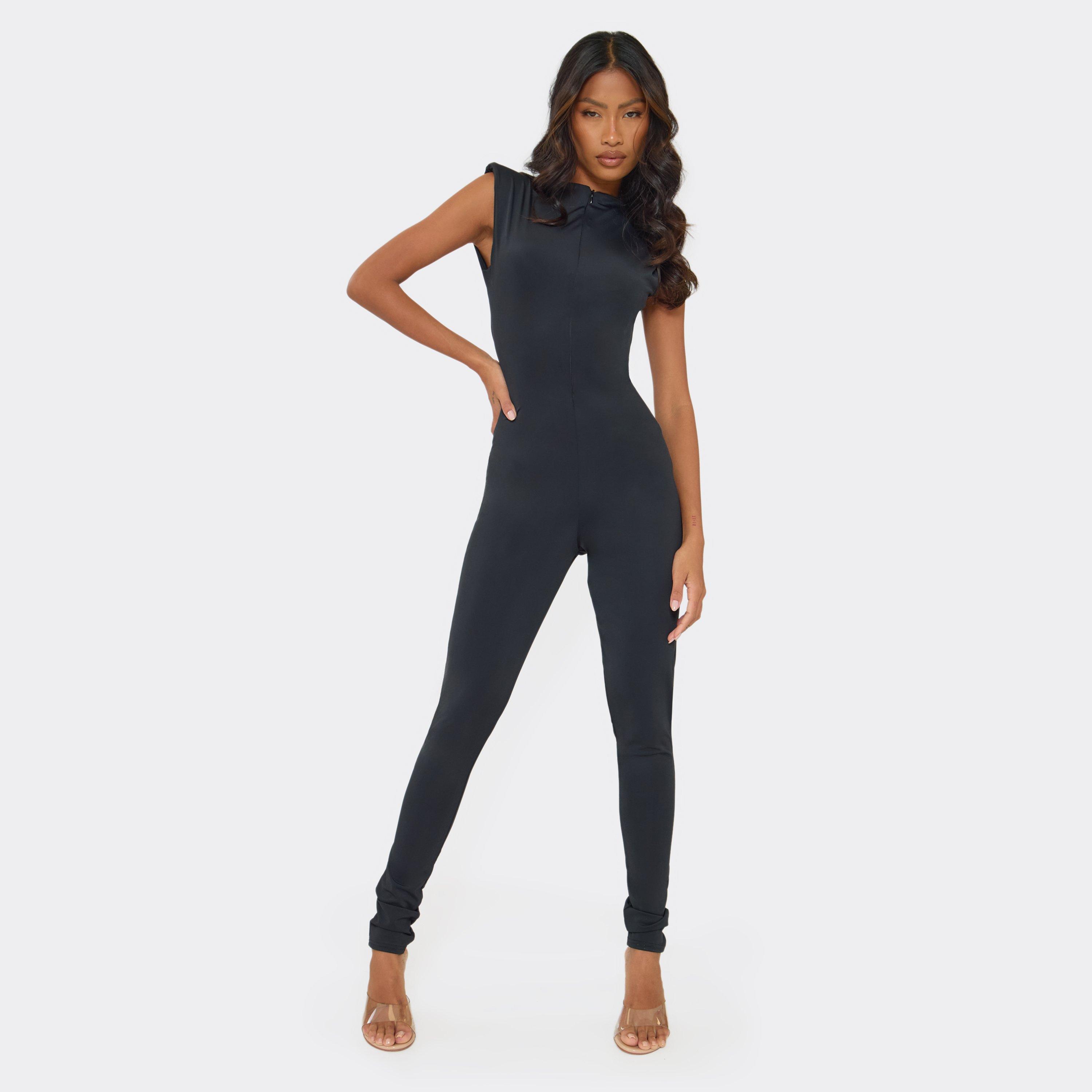 Image of Cap Sleeve Cut Out Back Jumpsuit In Black, Women's