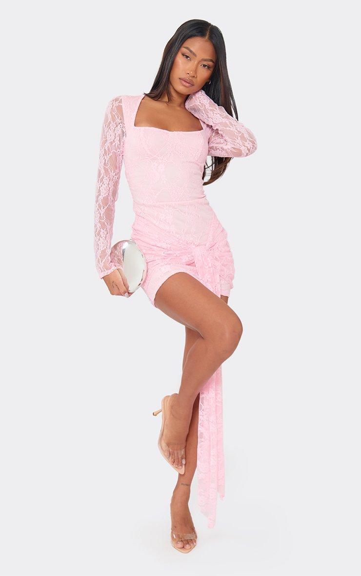 light pink lace dress Off Shoulder Long Prom Dress, Pink Evening US 8 / Custom Color and pink formal dresses with beaded lace. A-line Lace Pink Long Prom