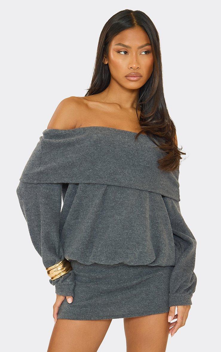 High Neck Lace Up Back Frill Hem Mini Dress In Grey Woven | EGO EU