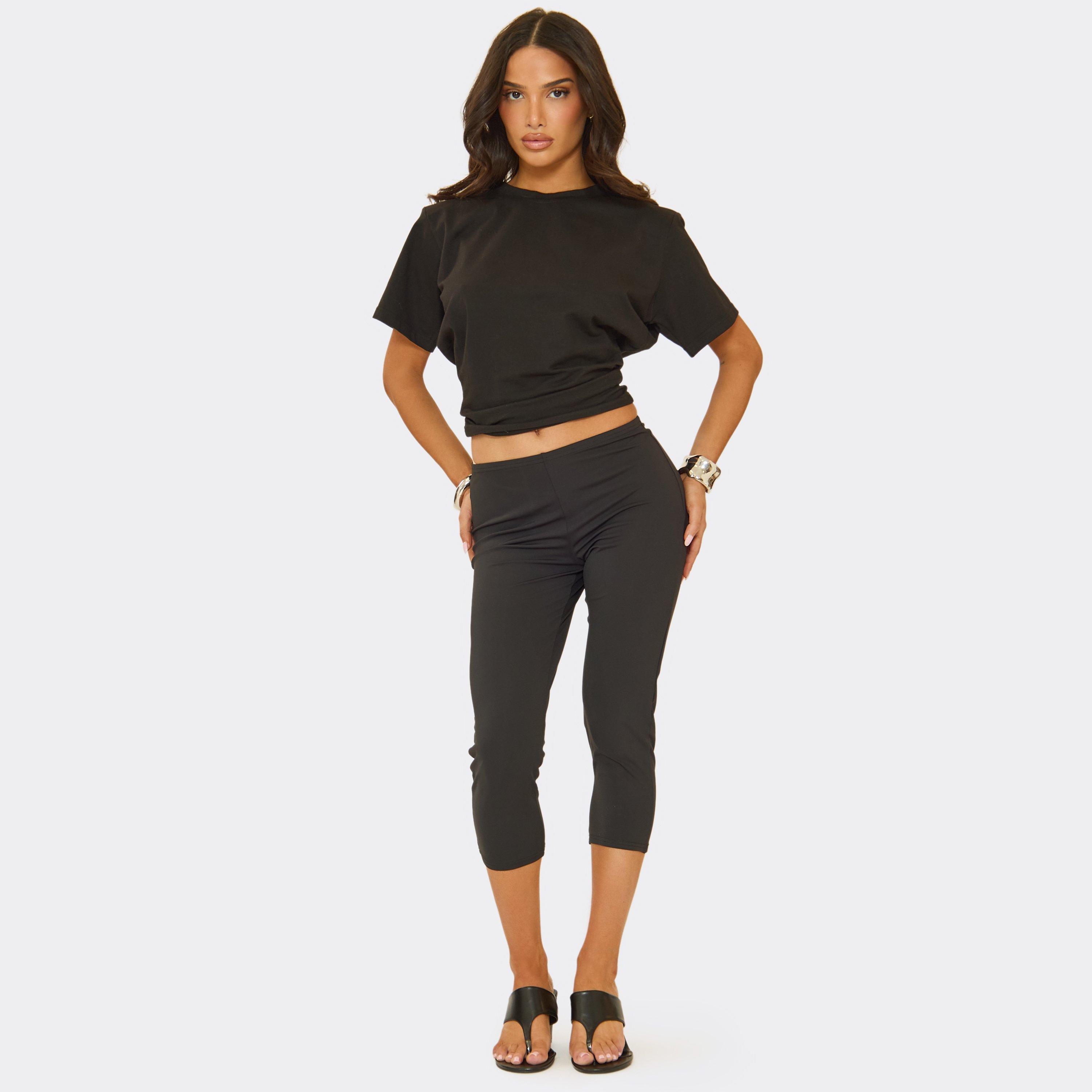 Image of Low Rise Basic Capri Leggings In Black, Women's