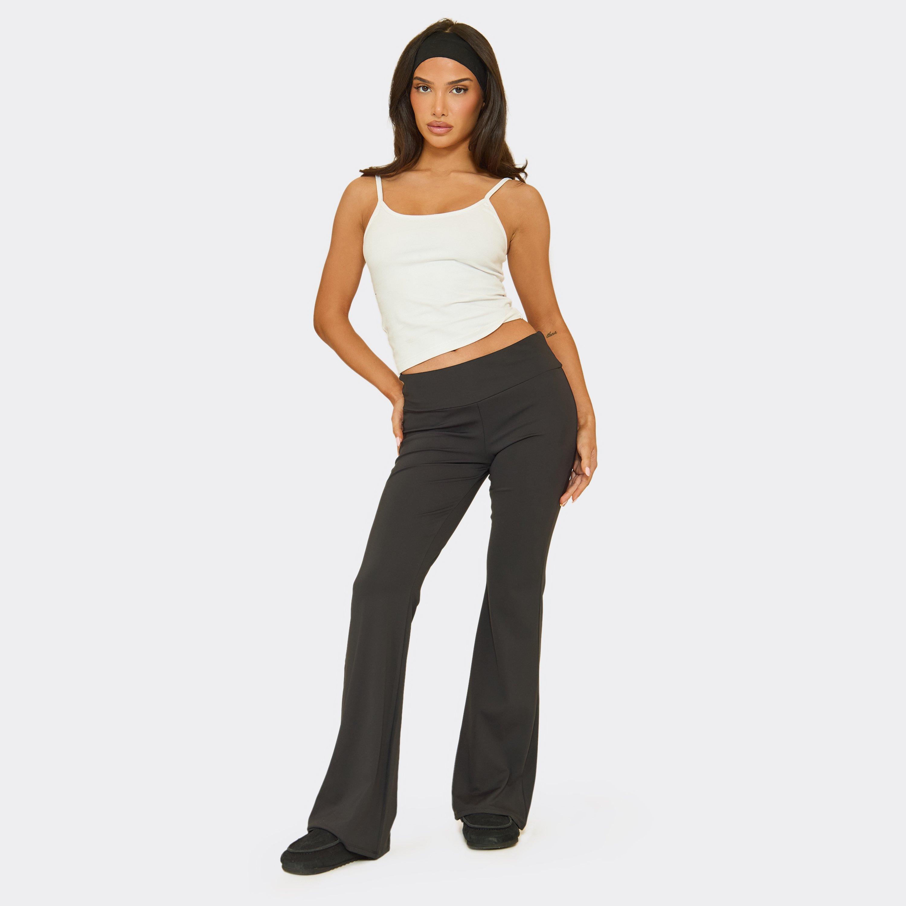 Mid Rise Basic Flared Trouser In Black, Women’s