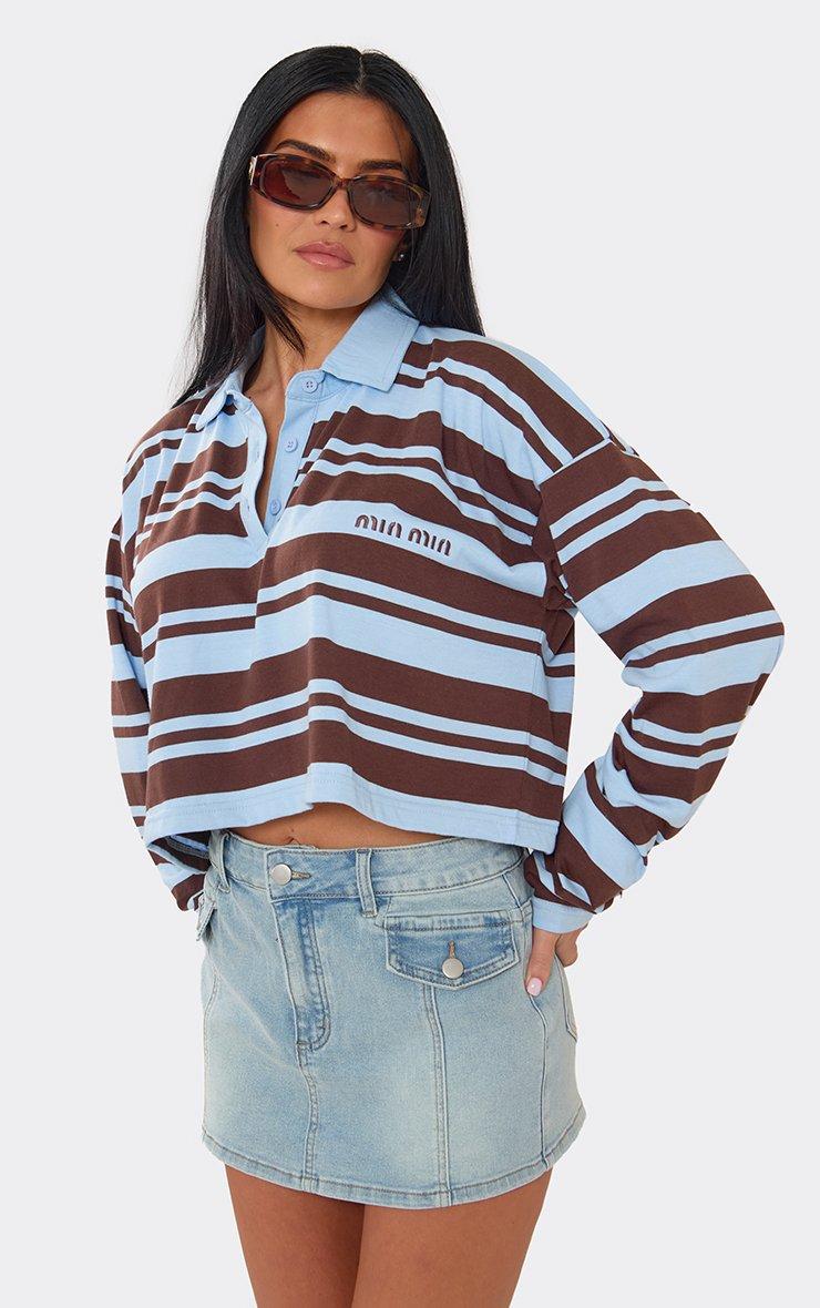 Long Sleeve Min Min Detail Button Front Collared Sweatshirt In