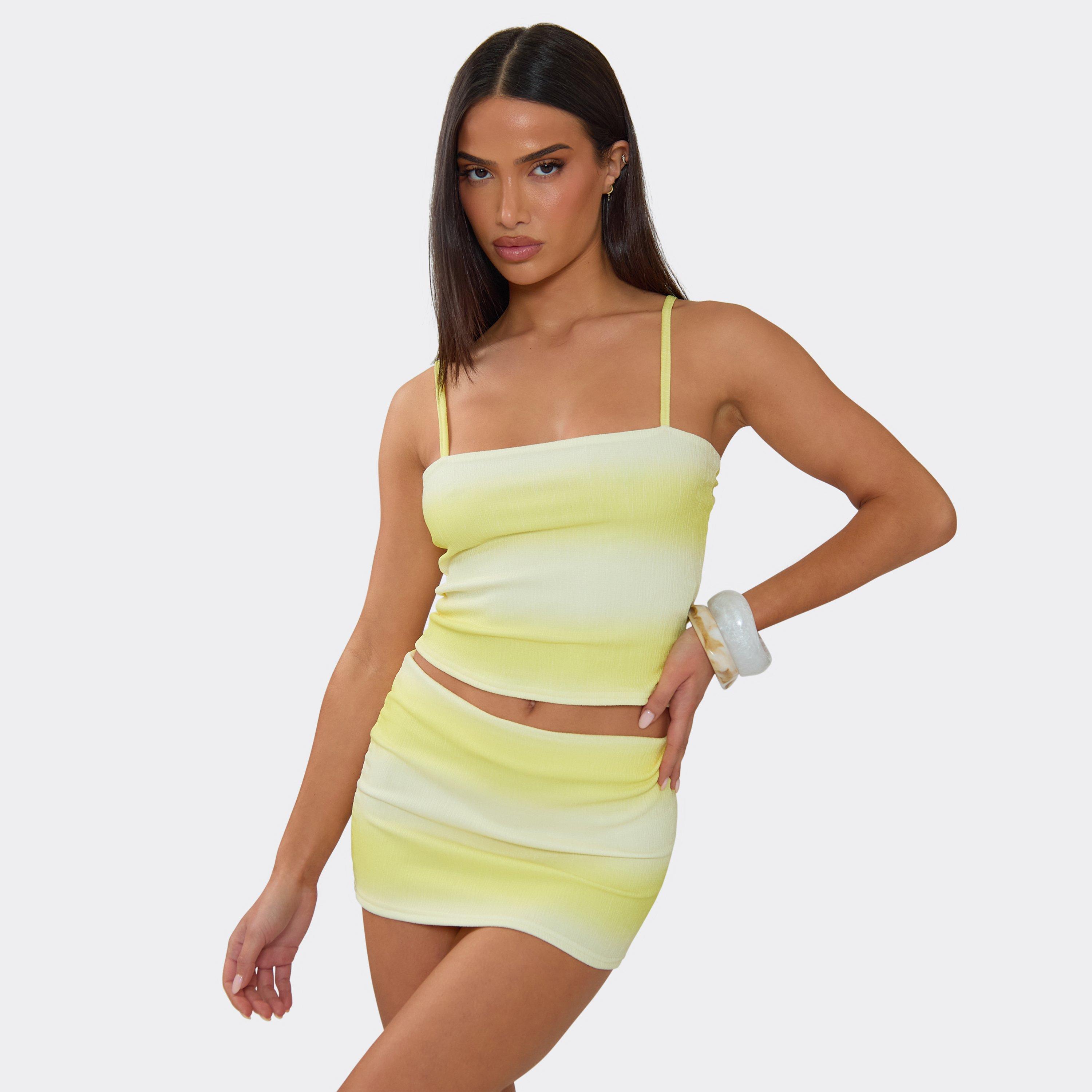 Image of Strappy Cami Top In Yellow Ombre Texture, Women's