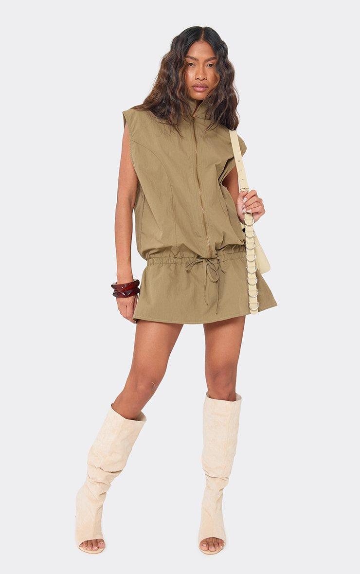cargo dress for women Nora Mini - Olive Stay stylish and comfortable with chest pockets cargo dress for women Sleeveless