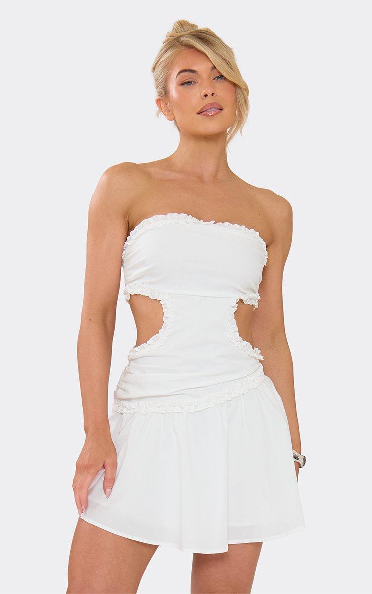 white christmas dresses White Cut Out Bow Mini Mimi Dress S