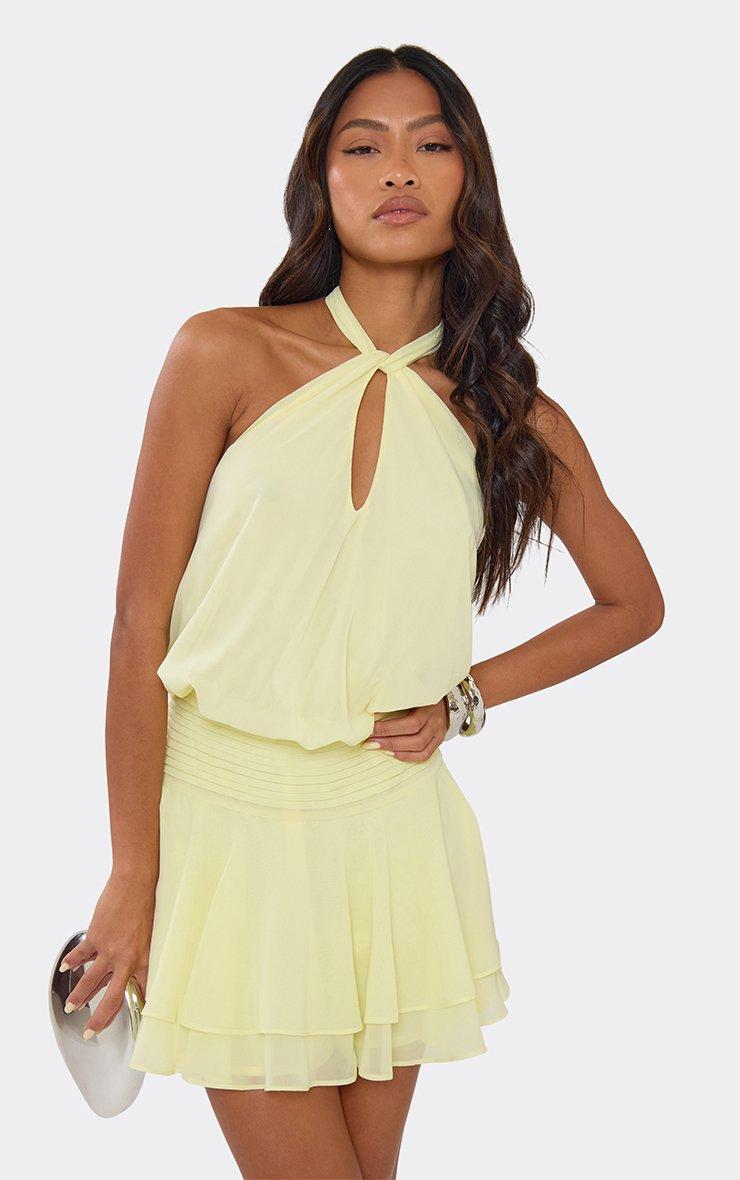 yellow halter top dress Lyra Yellow Halter Neck Maxi Dress - US 8 main image 0