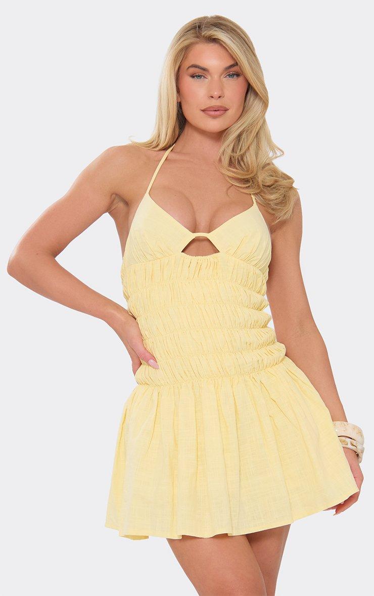knee length dresses for ladies Threadbare Women's White Tie Strap Linen Blend Mini Shift Dress