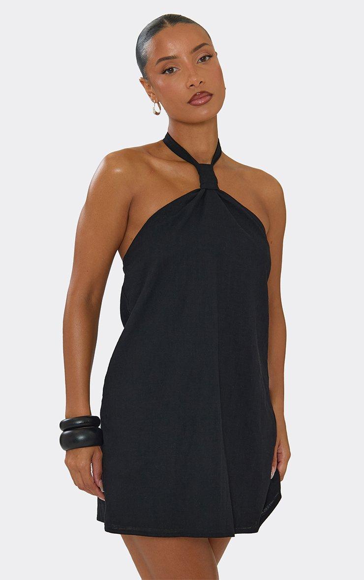 halter neck linen dress Halter-neck - Women neck bodice and midi length silhouette The Linen Halter-Neck Dress |