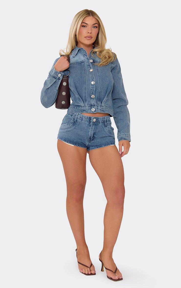 Sleeveless Collared Zip Down Fitted Top In Blue Denim | EGO CA | EGO