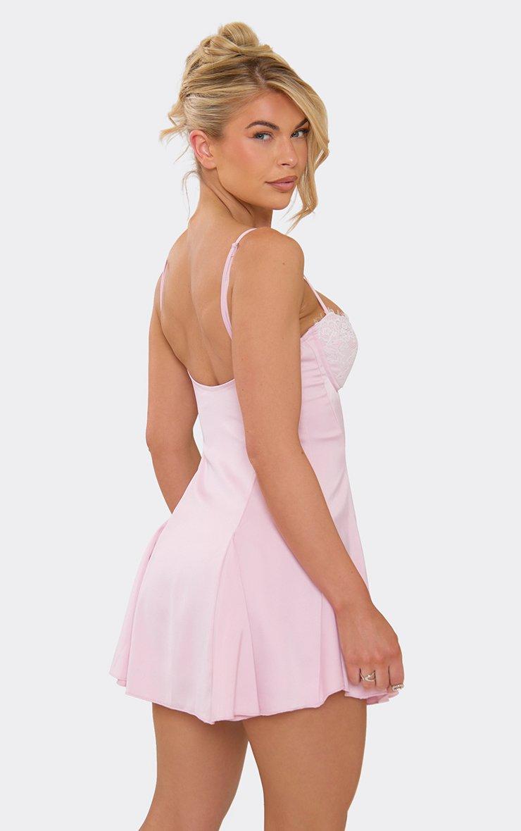 princess polly baby blue dress Strappy Lace Cup Detail Mini Shift Dress In Pink Satin | EGO US